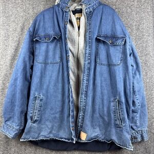Bear River Workwear 2XL Hooded Jacket‎ Blue Denim Jean Fleece Line Outdoor Ranch